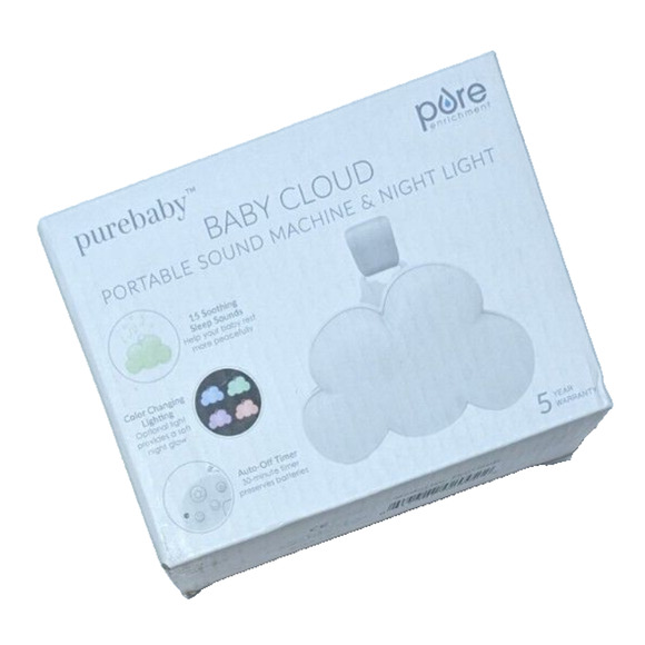 Purebaby Baby Cloud Portable Sound Machine & Night Light Soothing Sleep Sounds - Picture 2 of 11